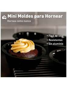 Set mini moldes repostería silicona antiadherente horno galletas cupcakes muffins juego hornear cocina fácil limpieza resistente - Negro - Ver 2