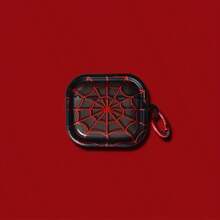 透明黑红蜘蛛网图案保护壳，兼容苹果手机，防刮防摔 - 黑色 - 查看 4