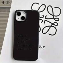 Funda protectora para teléfono con diseño de letras inglesas negras y orificios grandes, compatible con phone 16 Pro Max, 16, 15 Pro, 14, 14 Plus/14 Pro Max, 13, 13 Pro, 12 Pro, 11/11 Pro Series. Regalos para cumpleaños y festividades - Blanco - Ver 2
