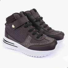 Club Happy Calcados Tênis Cano Alto Infantil Feminino Preto Casual Escolar Confortável Teen - Preto - Visão 2