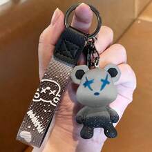 1个卡通涂鸦熊彩色钥匙扣，变色熊渐变电镀汽车挂件，可爱情侣包包挂饰，创意礼物，适合学生、生日、情人节、派对爱好者，动漫钥匙扣 - 彩色 - 查看 16