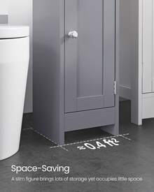 VASAGLE Small Bathroom Storage Corner Floor Cabinet With Door, 7.9 X 7.1 X 31.5 Inches, Bathroom Organizer, Narrow Toilet Paper Storage Cabinet, Adjustable Shelves - 灰色 - 查看 8