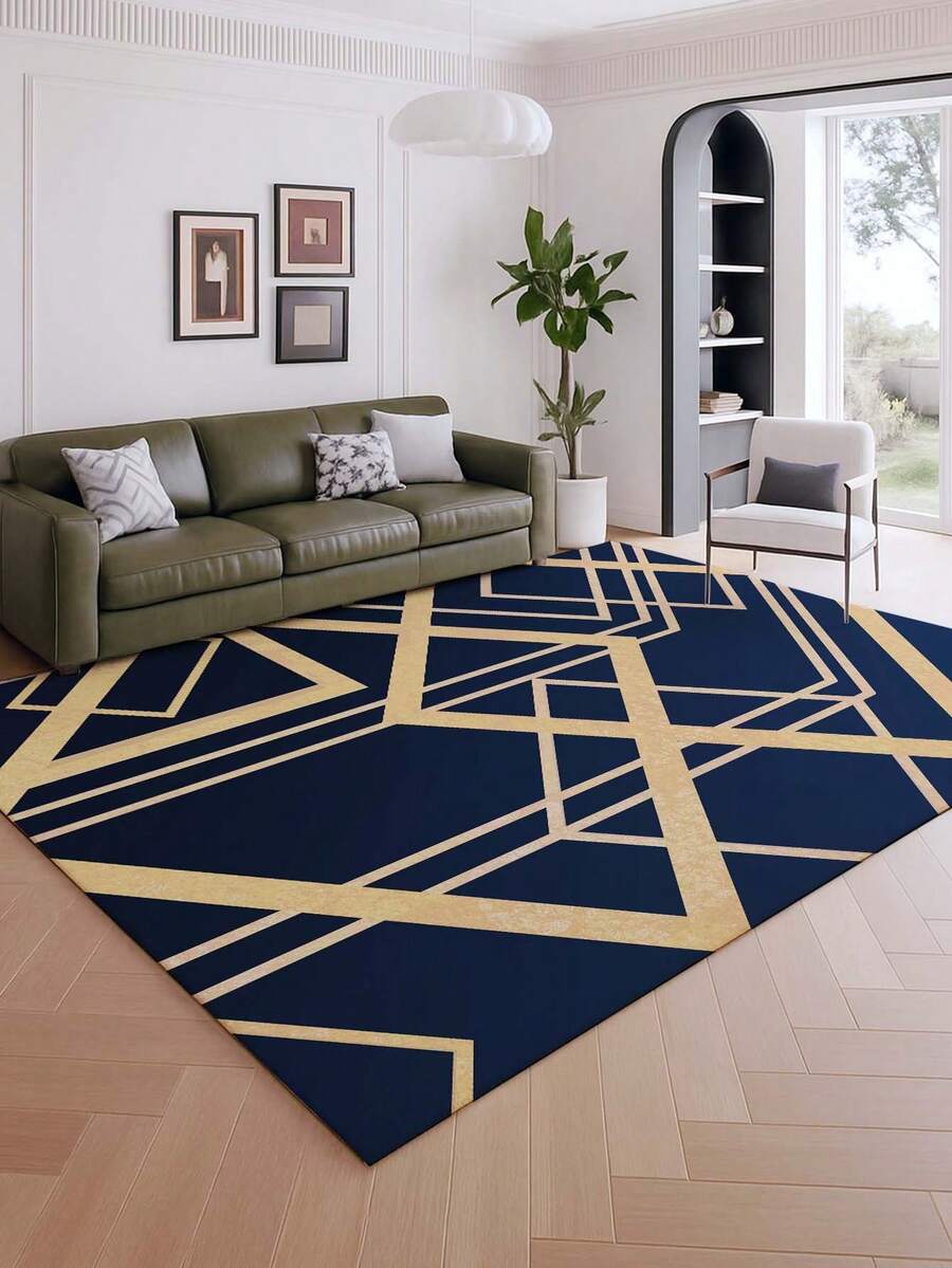 1pc Luxury Style Indoor Decorative Carpet, New Faux Wool Material Indoor Rug, Living Room Carpet, Sofa Carpet, Bedroom Carpet, Anti-Slip Bedside Rug, Dining Room & Kitchen Carpet, Office Chair Pad, Entryway Mat, Outdoor Picnic Mat, Baby Crawling Soft Rug, Outdoor Camping Mat - Multicolor-1 - View 1