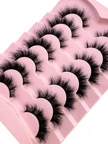 New 2Boxes/14Pairs Soft, Fluffy Natural-Looking 3D Mink Eyelashes, Russian Volume Eyelashes, Dramatic Layered Messy Mink Lashes For Smart Long Cat Eye Lifting, Full Strip Lashes Reusable For Daily And Party, Gift Idear - Black - View 5