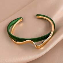 Vintage Metal Irregular Wavy Shape Open Bracelet For Women Men Punk Classic Geometric Twisted Cuff Bangles Jewelry Gift - trắng - Xem 5