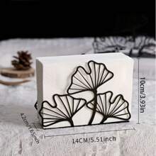 14cm X 10cm X 4.2cm Vertical Metal Napkin Holder With Modern Ginkgo Leaf Design, Suitable For Home Kitchen, Dining Room, Picnic, Party, Cafe