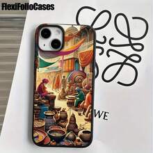 Funda protectora para phone con orificios grandes, diseño de imitación de pintura de discos de colores, compatible con phone 16 Pro Max, 16, 15 Pro, 14, 14 Plus/14 Pro Max, 13, 13 Pro, 12 Pro y 11/11 Pro. Regalos para cumpleaños y festividades - Negro - Ver 4