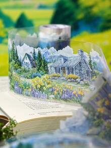 1 Roll Landscape PET Tape, Countryside Style, Dreamy Aesthetic Scrapbooking DIY Material Decorative Stickers - Multicolor - View 2
