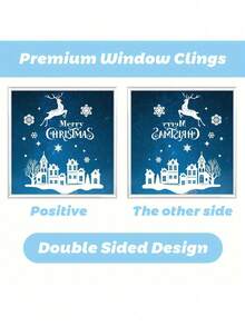 9 hojas de calcomanías de castillo de nieve navideño para ventanas, calcomanías navideñas de PVC para ventanas de vidrio, sin batería requerida, decoraciones navideñas de invierno, calcomanías de muñeco de nieve y copos de nieve de doble cara para decoración festiva de vidrio, perfectas para adornos de fiesta navideña - Multicolor - Ver 11