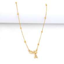 1件极简主义无限符号字母金色不锈钢串珠项链，女士款 - 金黃色微鑲 - 查看 3