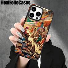 Funda protectora para phone con orificios grandes, diseño de imitación de pintura de discos de colores, compatible con phone 16 Pro Max, 16, 15 Pro, 14, 14 Plus/14 Pro Max, 13, 13 Pro, 12 Pro y 11/11 Pro. Regalos para cumpleaños y festividades - Negro - Ver 5