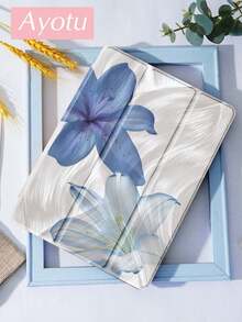 Ayotu Casing Motif Hibiscus Biru & Putih, Cocok untuk Tablet 10,2 Inci (Generasi ke-9/ke-8) 2021/2020, Kompatibel dengan Galaxy Tab A8 10,5 Inci 2022, Cocok untuk Kindle (Generasi ke-11, Rilis 2024) (6 Inci), Dengan Slot Pensil, Mendukung Fitur Tidur/Bangun Otomatis, Pelindung yang Modis - MultiWarna - View 5