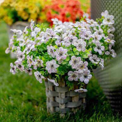 1/5 件 - 人造植物户外春夏季装饰，假丝绸彩色雏菊桉树逼真抗紫外线户外家庭种植园门廊露台窗户庭院装饰适用于家庭花园门廊装饰、户外装饰、花园装饰（红色）