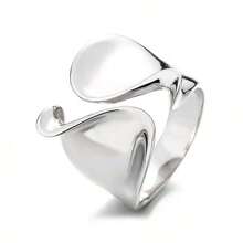 Plated Rings For Women Couple Minimalist Handmade Simple Big Ring Party Jewelry Gift - 銀牌 2 - 查看 5