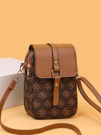 女士手提包，手机袋，复古双层大容量小包，零钱包，时尚字母时尚小斜挎包2024百搭小包，斜挎包，新款女士皮包，优雅女士斜挎包休闲包，斜挎包，中东和欧洲复古斜挎包，中年女士斜挎包，妈妈零钱包手机包，百搭时尚女士小包，休闲女包，PU皮手提包，购物袋