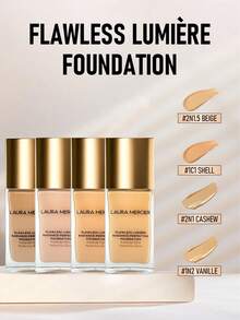 Laura Mercier 无瑕光采粉底液 #1C1 Shell 1 液体盎司/30毫升 - | 持妆15小时，保湿配方，打造透亮肤色 | 中度至高度遮瑕，自然光泽妆效 | 透气配方，提升肌肤光泽，遮盖瑕疵 | 蕴含维生素C，提亮肤色，改善肤质 - 1C1 Shell - 查看 1