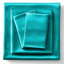 Lux Decor 4-Piece Satin Sheet Set, Silky Soft Polyester Bed Sheets With Deep Pocket Fitted Sheet, Breathable Cooling And Refreshing Bedding, Soft Touch, Washable Bed Linen For Home, Bedroom And Guest Room - Lake Blue - 查看 6