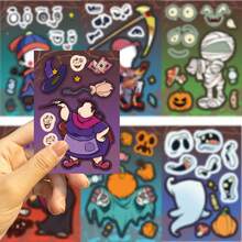 SCXXBSW 8 Styles Of Toy Puzzle Stickers, Original Halloween "Make A Face" Stickers, Handicraft Cartoon Stickers​ - Multicolor - View 7