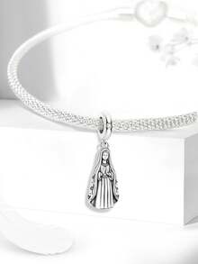 1pc 925 Sterling Silver Princess Cartoon Character Beaded Pendant, Suitable For Bracelet Necklace DIY Jewelry Making, Exquisite Jewelry Gift For Friends - Silver - View 5