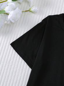 Bộ đồ ngủ 2 món in hình con bò dễ thương cho trẻ em, áo sơ mi cổ tròn tay ngắn và quần short, trang phục ngủ thường ngày cho bé trai và bé gái, phù hợp cho mọi mùa và tiệc tùng - Đen và trắng - Xem 7