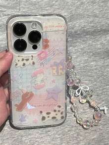 Cute Cartoon INS Cute Glitter Star Dog With Bracelet Phone Case Compatible With 16 15 14 13 Pro Max Stylish Cases Cover Waterproof Shockproof Anti-Fall Scratch Resistant - Star Puppy - View 1