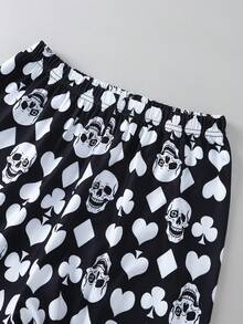 2pcs/Set Teenage Boys' Graphic Print Comfortable Casual Outfit, Suitable For Everyday Wear, Halloween, Autumn/Winter