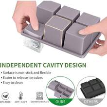 Large Ice Cube Tray For Whiskey: Silicone Ice Cube Trays With Lid 2Pack Big Square Old Fashioned Ice Cube Maker For Cocktail 2inch Huge Cubed Ice Trays For Whisky - 黑色+深灰色+紫色 - 查看 2