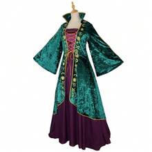 In Stock! Halloween Witch Crazy Cosplay Costume Green Medieval Dress Frilled Stage Performance Cosplay Outfit - Green - View 3