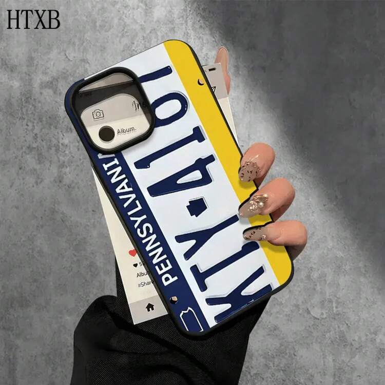 Funda protectora para teléfono con orificios grandes, diseño de letras azules y amarillas, compatible con phone 16 Pro, 16, 15 Pro, 14, 14 Plus/14 Pro, 13, 13 Pro, 12 Pro y 11/11 Pro. Ideal para cumpleaños y celebraciones. - Blanco - Añade 4