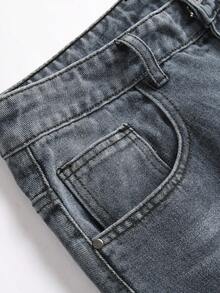 Jeans rectos de denim para niños adolescentes - Gris Oscuro - Ver 6