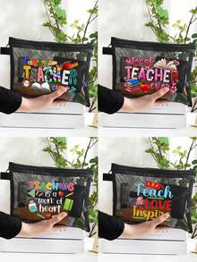 Borsa cosmetica in rete con motivo a cavo di dati, design a motivo di caricatore, borsa portatile da viaggio con cuscinetto d'aria rosso per immagazzinaggio, borsa trucchi, borsa per prodotti per la cura della pelle, elementi essenziali da viaggio, articoli per il dormitorio, regali per la sposa, regali per la mamma, regali di compleanno, regali per amici e insegnanti, immagazzinaggio in bagno, immagazzinaggio gioielli, borsa per oli per le labbra e cosmetici.