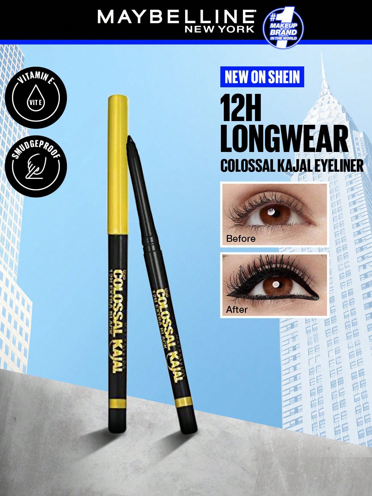 قلم كحل العين الضخم بزيت الأرغان، أسود كثيف، مقاوم...