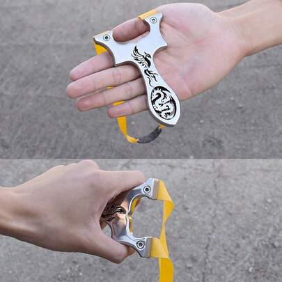 1pc Outdoor Hunting Straight Stainless Steel Slingshot, Comes With 1 Rubber Band, Suitable For Hunting And Shooting Practice - Professional Precision High-Strength Slingshot Stress Relief Tool, Outdoor Shooting Entertainment, Hunting Game Slingshot, Boys Outdoor Recreation, Slingshot Party Gift