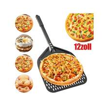 Pizzaschaufel mit breiter Auflagefläche und praktischem Lochdesign. Antihaftbeschichtung, robust und langlebig. Geeignet zum Backen von Pizza, Brot, Kuchen, Torten, Desserts usw. - Schwarz - Übersicht 1