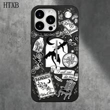 Funda para phone (1 unidad) con diseño estampado negro y orificios grandes. Compatible con phone 16 Pro, 16, 15 Pro, 14, 14 Plus/14 Pro, 13, 13 Pro, 12 Pro y 11/11 Pro. Regalos para cumpleaños y celebraciones. - Blanco - Ver 2