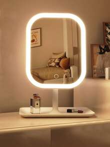 Espejo de maquillaje LED, 3 modos de iluminación, control táctil, soporte portátil, plegable para almacenamiento, espejo de maquillaje de viaje, espejo de maquillaje LED portátil recargable - Adecuado para maquillaje diario, viajes, dormitorio, escritorio de oficina, coche, apartamento pequeño, también un regalo de Navidad ideal para mujeres - Multicolor - Ver 2