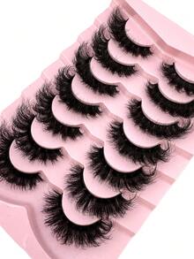 New 2Boxes/14Pairs Soft, Fluffy Natural-Looking 3D Mink Eyelashes, Russian Volume Eyelashes, Dramatic Layered Messy Mink Lashes For Smart Long Cat Eye Lifting, Full Strip Lashes Reusable For Daily And Party, Gift Idea - Black - View 4