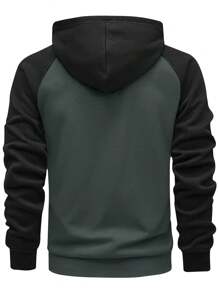 Męska kurtka z długim rękawem i kieszeniami, regularny krój, bluza z kapturem i zamkiem błyskawicznym, kontrastowa, prosta, sportowa odzież wierzchnia, odpowiednia na jesień, prezent dla męża/chłopaka, na ulicę, do pracy, na zewnątrz, na święta