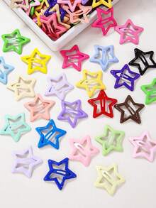 50pcs/Jar Assorted Color Star, Butterfly, Water Drop Hair Clips For Girls, Versatile Side Bangs Clips, Damage-Free Hairpins, Suitable For Daily Use - Multicolor - View 5