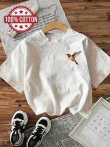 2026topsPrinted Short-Sleeved T-Shirt With Round Neck In Pure Cotton - White - View 2