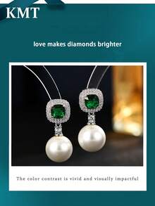 KMT 2 đôi bông tai hợp kim đồng đính đá Cubic Zirconia và ngọc trai giả, kiểu dáng hình học thanh lịch, phụ kiện thời trang cao cấp dành cho nữ, phù hợp cho tiệc tùng và các dịp lễ hội. - Ngọc trai vuông - Xem 6