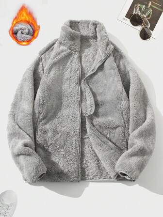 2025 Men's Autumn/Winter Stand Collar Fleece Zip-Up Jacket