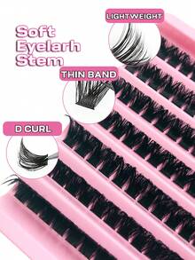 Asiteo 7 Rows 112pcs Single Lash Clusters, 100D D Curl, 8-16mm, DIY Lash Clusters, Thick & Fluffy, Natural Look, Reusable, Single Lash Extension Kit, Suitable For Home Or Outdoor Use, Applicable For Daily Life, Wedding, Date, Party, Travel, Spring Season - D - View 3