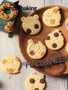3pcs Ghost-Patterned Cookie Cutters, Parent-Child Cookie Molds, Halloween Party Decorations, Cute Cartoon Ghost-Shaped Cookie Stamps, And Easy-To-Use Cookie Shapers - Grey - View 8