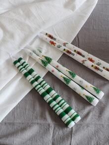 2pcs, 9.84-Inch Christmas Long-Handled Candles, Featuring Fun Designs Of Christmas Trees And Snowmen, Suitable For Home Decoration, Can Be Used For Holiday Arrangements, And Are Christmas Scented Candles - Multicolor - View 12