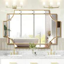 Gold Mirror For Wall, 32"X48" Large Decorative Mirrors For Wall Decor, Polished Bevelled Full Length Long Mirror For Living Room, Bathroom, Bedroom, Entryway - 金色 - 查看 4