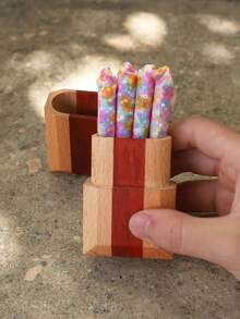 1pc,Wooden Cigarette Box Set Of Four, Ignition Set, Star Shaped Cigarette Holder, Artistic Design, Smoking Accessories