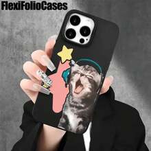 Funda protectora para phone con diseño de gatito con auriculares, con orificios grandes. Compatible con phone 16 Pro, 16, 15 Pro, 14, 14 Plus, 14 Pro, 13, 13 Pro, 12 Pro y 11/11 Pro. Regalos para cumpleaños y celebraciones. - Blanco - Ver 2