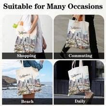 Bolsa de lona de regalo, divertidas bolsas de tela reutilizables clásico, regalos para mujeres amantes de la compra de comestibles, lectores de libros - Viajes a California - Ver 5