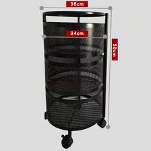 Rolling Trolley With 3/4/5 Levels, Multi-Layer Kitchen Shelf With Wheels, Serving Trolley Made Of Steel, Fold-Out Baskets, Shelf For Kitchen, Bathroom, Black - Black - View 4